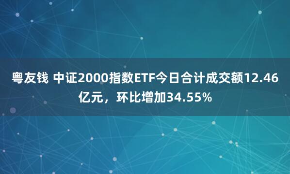 粤友钱 中证2000指数ETF今日合计成交额12.46亿元，环比增加34.55%